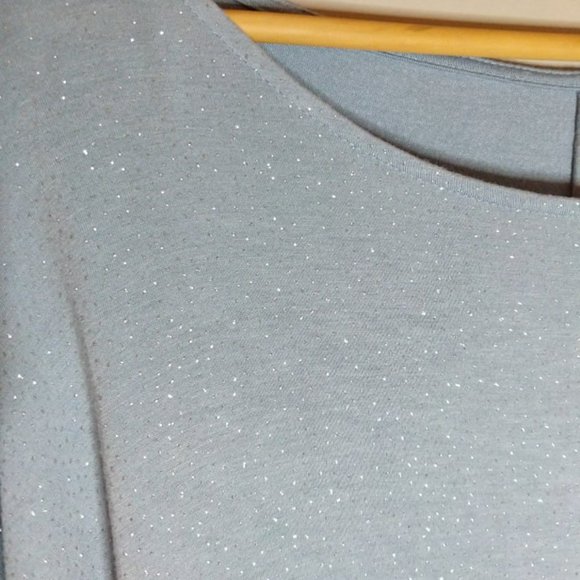 Light Blue Glitter dolman top by Jennifer Lopez collection - Picture 2 of 3
